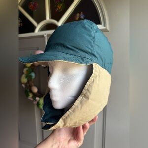 Vintage reversible down puffy winter snow hat